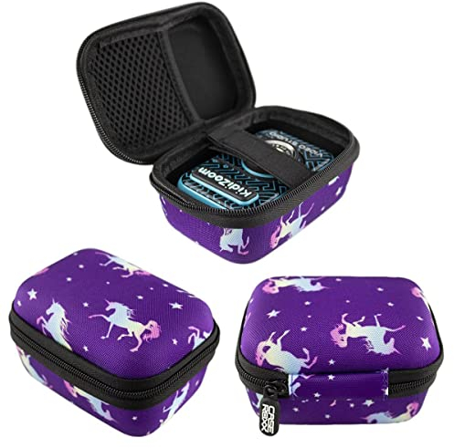caseroxx Kids Cam Bag, Camera Case for VTech, V-Tech Kidizoom Video Studio HD, Carrier Bag in Unicorn Design - Purple EVA, Elastic Band
