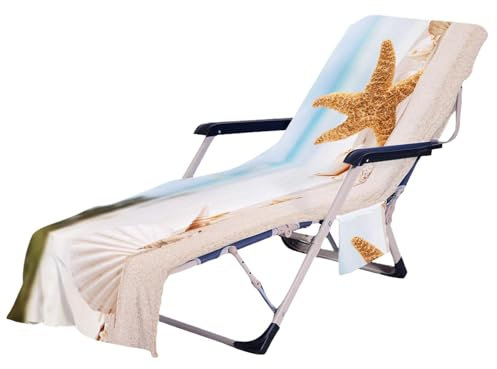 HunicandIU Fodera per poltrona da spiaggia, copertura per poltrona da spiaggia con tasche, rivestimento per chaise lounge da spiaggia | panno in microfibra morbida con tasche, da viaggio,