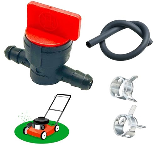 Tondeuse à Gazon Robinets de Carburant, Robinet D'Essence Universel en Plastique, Vanne d'arrêt de Carburant, Robinets de Carburant avec 2 Pinces, Tuyau de Carburant de 30 Cm, pour Moto, Tondeuse