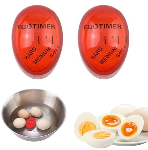 2 PCS Egg Timer,Timer für gekochte Eier,Eierfarbe ändern Timer,Eieruhr,Eieruhr Zum Mitkochen,Eggtimer,Kochei Egg Timer Wählen Sie Die Reife Der Eier Nach Temperatur und Zeitänderungen Gekochte