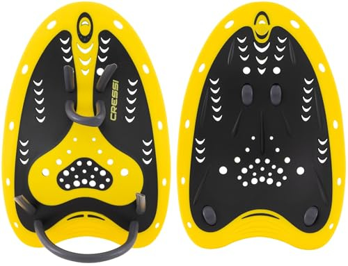 CRESSI Aqua Energy Pro Swim Paddles Black/Yellow - Paddles de Natation, Développent la Résistance du Haut du Corps Pendant l'Activité Aquatique., Noir/Jaune, Taille Unique, Adultes