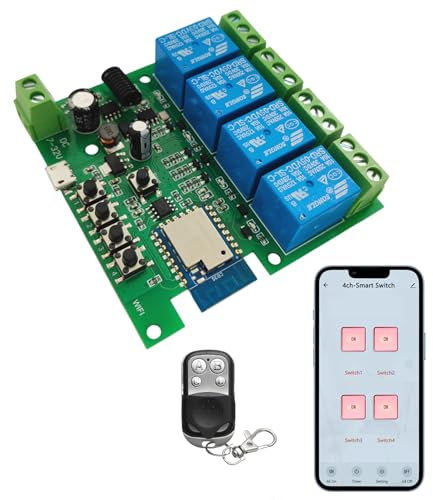 Smart Life WiFi Smart Switch Inching Module de relais à verrouillage automatique, pour le contrôle d'accès bricolage, ouvre-porte de garage avec télécommande 433RF