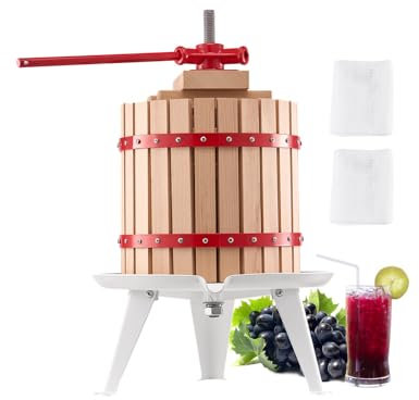 VEVOR Pressa Manuale per Vino di Frutta Cesto in Legno Massello 12L con 8 Blocchi, Spremiagrumi Manuale per Bevande Alcoliche Pressa per Sidro, Mela, UVA, Tintura, Miele, Olio d'Oliva Cucina, Casa