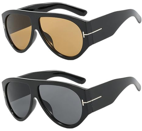 RELKLYU 2 Piezas De Gafas De Sol De Moda, Gafas De Sol Simples Y Retro, Gafas Modernas Y Personalizadas, Universales Para Hombres Y Mujeres, Decoración De Ropa Que Coincide Con