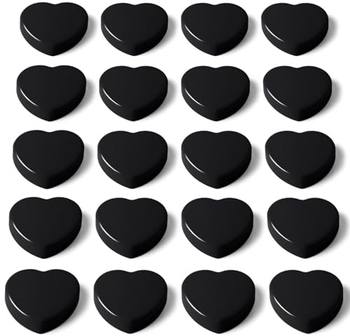 PYJLBX Lot de 20 Aimant Frigo - Petit Aimant Puissant Cœur, Noirs Aimants Tableau Magnétique, Magnet Frigo Décoratifs Aiment Mini Aimant Plat Pour Tableau Blanc, Calendrier, Réfrigérateur,Bureau,École