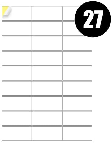 27 Address Labels Per A4 Sheet, 50 Sheets Label, Self Adhesive Mailing Printer Shipping Label for Inkjet and Laser Printers, Printable Sticky Sheet Sticker [JAM Free]