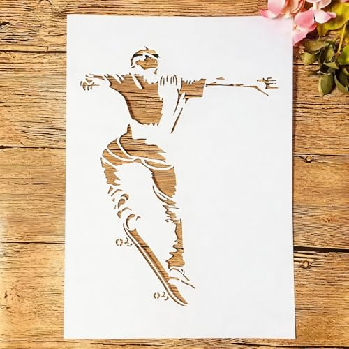 TIAMECH A4 Reusable Skateboarding Sports Stencil for Painting