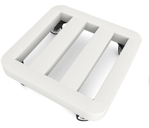 Chariot de fleurs universel en métal avec roues verrouillables - Support de pot carré robuste pour intérieur et extérieur - Grande taille (35 x 35 cm, blanc) - Support de plantes durable et polyvalent