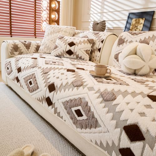 WEYOND Sofa Cover 2 3 4 Seater, Dog Couch Covers, 90 x 160 cm, Coffee | Non-Slip, Washable, Pet Friendly, Soft Plush Seat Slipcover Furniture Protector for Living Room