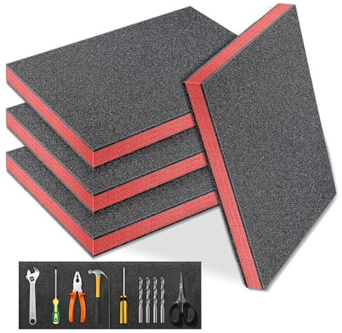 Yunlaishaocer 4 stycken skumplattor, 40 x 30 x 2,5 cm rasterskum, skumskärning, skuminlägg till verktygsväska, skumplatta, verktygslåda, kameraoffer