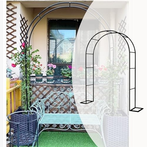 Robusto arco nuziale nero 240 cm x 250 cm graticcio rosa per piante rampicanti all'aperto giardino padiglione con base ideale per matrimoni ed eventi