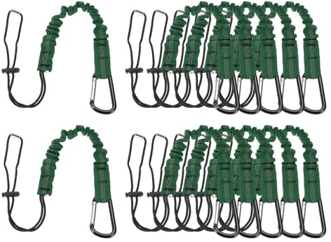 sourcing map Retractable Tool Lanyard 2ft with Single Aluminum Buckle and Adjustable Loop End, Maximum Weight Limit 10KG / 22lb, Safety Fall Protection Tools Leash, Dark Green 12 Pack