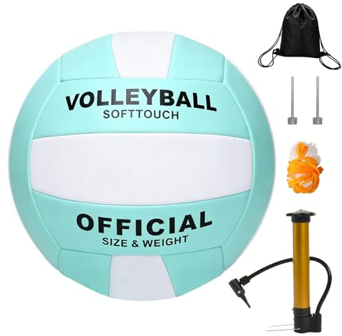 HIULLEN Beach Volleyball, Soft Touch Volleyball, Official Size 5 Waterproof Volleyball, Sand Sports PU Ball with Pump Needles for Women Youth Juniors and Teens, Indoor Outdoor Beach Gym (Green)