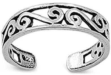 7K Zehenring aus 925 Sterling Silber als Fußschmuck für Damen, Herren und Mädchen, Größenverstellbar, Modell 12