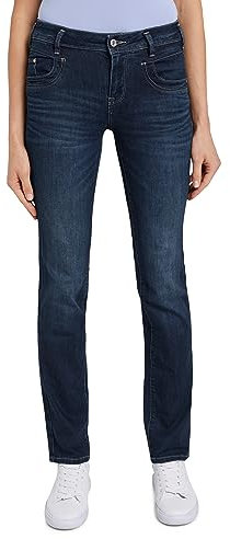 TOM TAILOR Damen Jeans Alexa Straight - Straight Fit - Blau - Dark Stone Wash, Größe:28W / 30L, Farbe:Dark Stone Wash Denim 10282