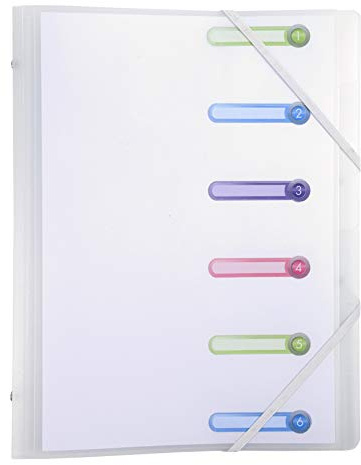 Exacompta - Réf. 56177E -1 trieur Chromaline - 3 rabats - avec élastiques et fenêtres découpées - couverture et intérieur en PP - 6 compartiments - dim 25x32cm - pour A4 - couleur incolore