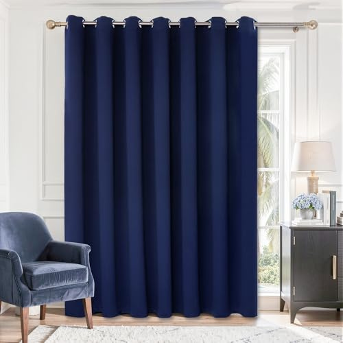 BGment Rideau de Porte coulissante Tendance - 254 x 213 cm - Rideau occultant Thermique - 1 Panneau - Bleu Marine - 213 cm de Long x 254 cm de Large