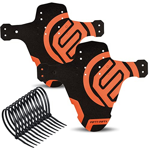 FIFTY-FIFTY MTB Schutzblech, Fahrrad Schutzblech, Schutzbleche Mountainbike Hinten und Vorne Schlamm schaber Spritzschutz Fit 26 27.5 29 Zoll Fat Bike (Orange, 2 Stück)