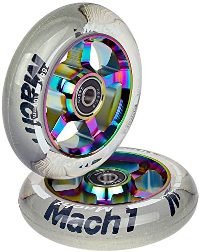2 piezas de juego de ruedas Mach1 Stuntscooter de aluminio de 100x24mm, incluye rodamientos + espaciadores - Ruedas de repuesto para patinete urbano (100x24mm)