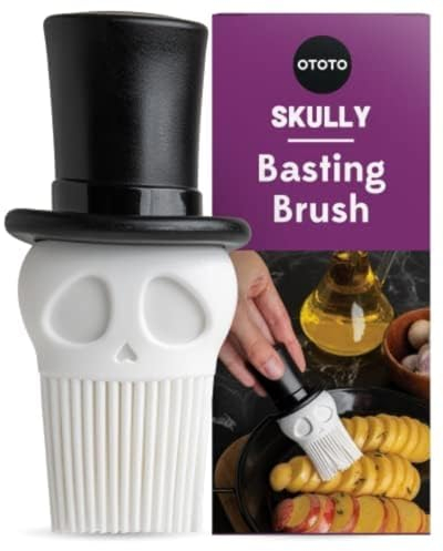 OTOTO Skully - Pennello da pasticceria in silicone, regalo da cucina, regali spettrali, accessori da cucina a forma di teschio, spazzola per cucinare - regalo da cucina, gadget da cucina, regali