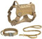 ALLSOPETS Taktisches Hundegeschirr mit Halsband und Leine Verstellbares Hundewestengeschirr für mittelgroße und große Hunde Ideal für Outdoor-Training und Spaziergänge (Khaki, M)