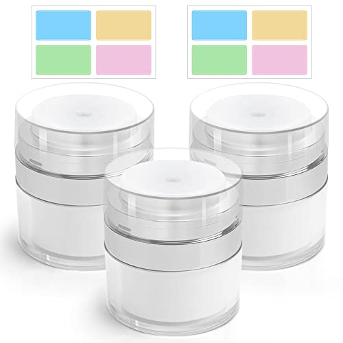 HOTUT Pot Cosmétique,3PCS Pots de Crème sous Vide 15ML Pot à Pompe Airless Contenant Cosmétique Vide Plastiquepour Maquillage Crème Échantillons Poudre,Très Sûr et Pratique