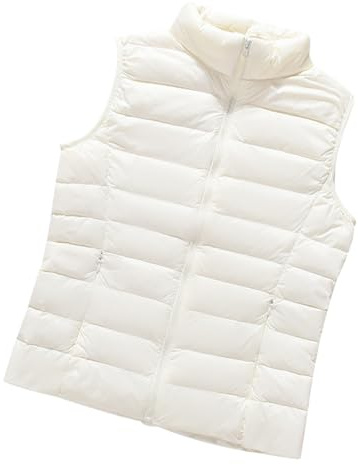 Chaleco De Plumas Para Mujer Ultraligero Y Acolchado, Chaqueta Sin Mangas En Blanco Talla XXL