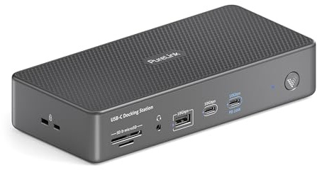 PureLink Vuelogic docking station USB C per 3 monitor, docking station multifunzionale 15 in 1 per laptop, supporto 2x HDMI / 1x DP 8k, Ethernet, multiport, nero
