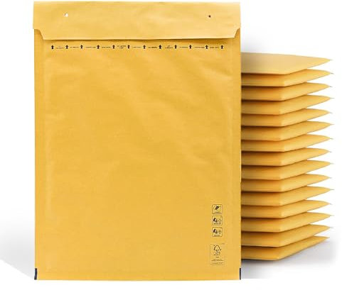 Gepolsterte Briefumschläge, gepolsterte Versandumschläge, Luftpolstertaschen in Kraftpapier, Versandtaschen in verschiedenen Größen, Versandumschläge, aus Kunststoff, m-office (180 x 260 mm, 10 Stück)