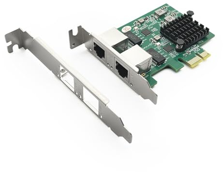 H!Fiber.com 2.5G NIC,Dual RJ45 ports,Ethernet network card,2.5GbE CNA,with Realtek RTL8125 Chip,support Windows Server/Linux/VMware ( not support X11, MAC )