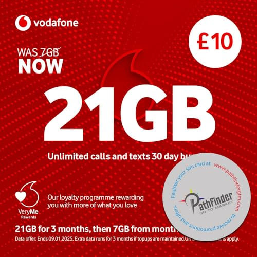 Vodafone Pay As You Go Sim Card- Includes Standard, Micro & Nano Triple SIM Card For All devices- Calls, Texts and Data (Pathfinder Retail Pack with exclusive offers)