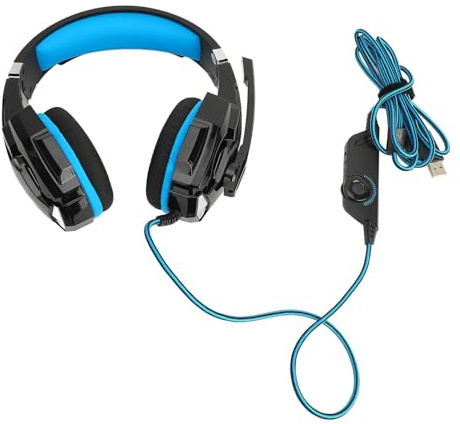 Jectse Cuffie da Gioco con Microfono, Cuffie Sovrauricolari con Cancellazione del Rumore da 3,5 Mm con Paraorecchie Morbide, Cuffie Cablate Leggere per Computer, PC, Telefono