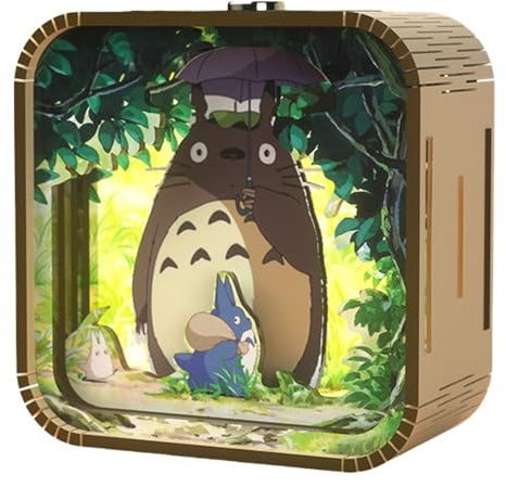 Woodbests 3-D Wooden Puzzle Night Light, Diy Led Light Winter Night Wooden Puzzle, Led 3-D Wood Puzzle Nightlight Home Décor, Home Desk Decor Family Game (Totoro)