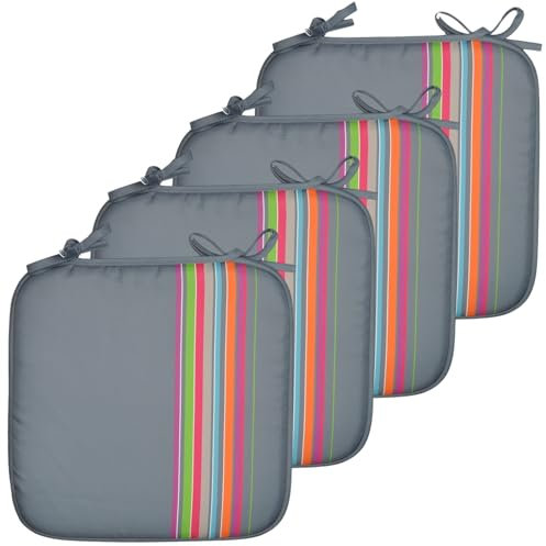 Cojines Acolchados para sillas de Cocina, cojin para terraza, jardín, balcón, Comedor. Tamaño 38x38cm. Cojines Asiento para sillas Interior y Exteriores. (Gris 4 Pzas)