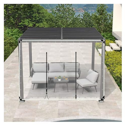 Clear Waterproof PVC Tarpaulin with Zipper Door Cold Weather Resistant Outdoor Tarp Curtains for Garage Patio Gazebo Porch 7.8x32.8ft