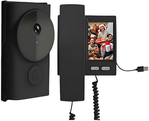 Winnes Video Campanello Senza Fili da Esterno con 1080P 3,5 IPS Schermo,Video Citofono con Fotocamera,Visione Audio Bidirezionale Notturna a Infrarossi Supporta Italiano,Senza WiFi&APP (Nero)