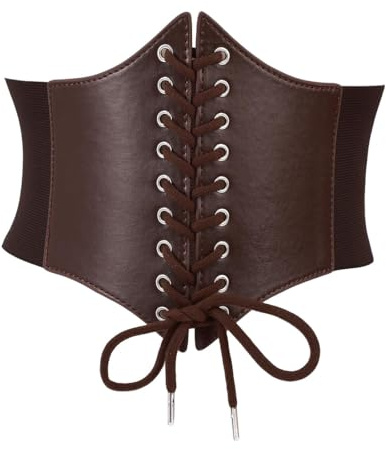 COYUN 1 pcs Corset Marron pour femme, Ceinture élastique rétro, Ceinture large pour femme, Corset Rétro Vintage, Ceinture Large Réglable pour Femmes, Ceinture à lacets pour costume d'Halloween Pirate