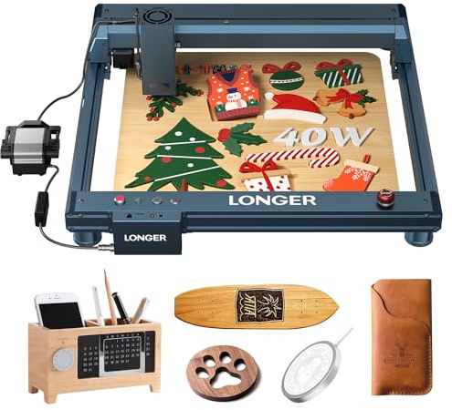 LONGER B1 Laser Incisore 40W, Macchina Taglio Laser con Assistenza Aria Automatica, Velocità 36000mm/min, Area Lavoro 450x440mm, per Legno, Metallo, Vetro, Acrilico, Incisione a Colori