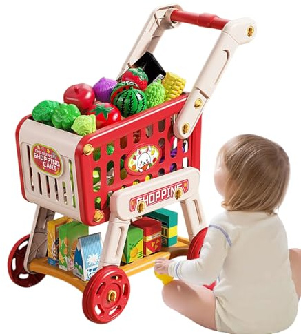 yupeuooe Carrello Della Spesa Per Bambini | Giocattolo Carrello della Spesa Cucina Giocattolo | Giochi Educativi Casa Asilo Compleanno Regalo