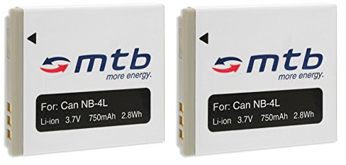 2X Akku NB-4L für Canon IXUS 30 40 50 55 60 65 70 75, 80 is, 100 is...Siehe Liste!
