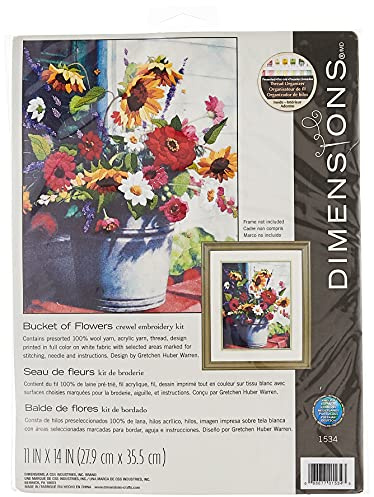 Dimensions Bucket of Flowers Crewel Embroidery Kit, 11'' W x 14'' H
