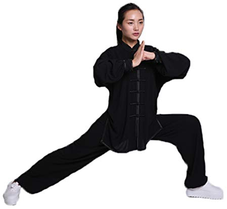 XGYUII Tai Chi Uniform Tai Chi Übung Taekwondo Tai Chi Anzug Chinesisches Kung Fu Kleidung Baumwolle & Leinen Wing Chun Zen Meditation Yoga Anzug,Schwarz,XXL