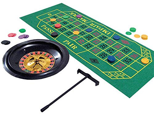 HOBBYTECH Jeu de Roulette avec Tapis Nappe Set et Accessoires 180 jetons Jeu de Table de Casino avec Rateau