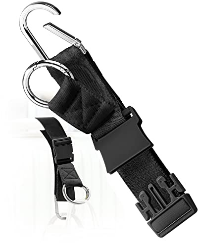 Correa de Equipaje, Agarre elástico para Chaqueta con Velcro con Gancho y Hebilla en Forma de D, Correa para artículos pequeños, Accesorios de Viaje para cinturón, Libera Sus Manos,Profundo Negro