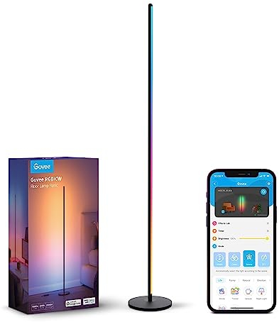 Govee LED Floor Lamp, RGBIC Modern Corner Lamp, Smart Standing Lamp with 61 Scene Modes,Music Sync, Black Corner Floor Lamp for Living Room, Bedroom