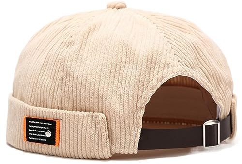 Bonnet d'automne Docker Casquette sans Visiere Homme Femme Velours Côtelé Bonnet de Docker Imperméable Lightweight Brimless Hat Bonnet Marin Miki