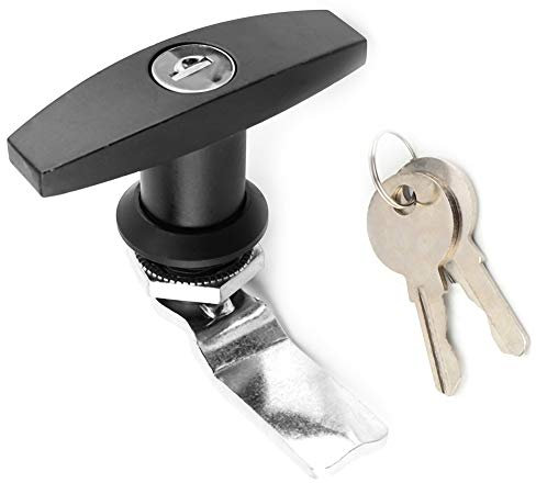 Ejoyous Garage Door Locks T Handle, Caravan Locks and Keys Trailer Hitch Lock Cam Lock Motorhome Locker Door Lock Swing Knob for Drawer Cabinet Door Cupboard Mail Box Lock (Black)