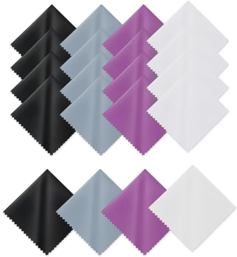 YUUSIKCO Paño Microfibra,Paños de Limpieza de Microfibra para Lentes, Gafas, Pantallas, tabletas, anteojos (20 Unidades) Negro, Blanco, Azul, Morado