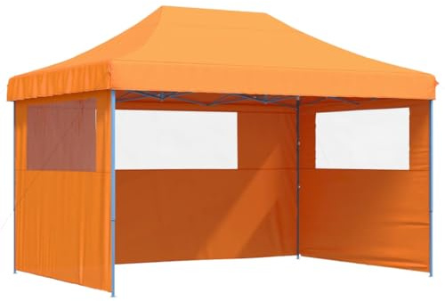 vidaXL Tienda de Fiesta Plegable Pop-Up 3 Paredes Laterales Naranja, Tienda, Tienda de jardín, cenador de Camping, toldo cenador, cenador toldo