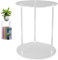 Hominas Pflanzenständer Acryl Zimmer Pflanzenhalter Transparent Runder Beistelltisch für Wohnzimmer Schlafzimmer Balkon, 25 x 30 cm, Weiß